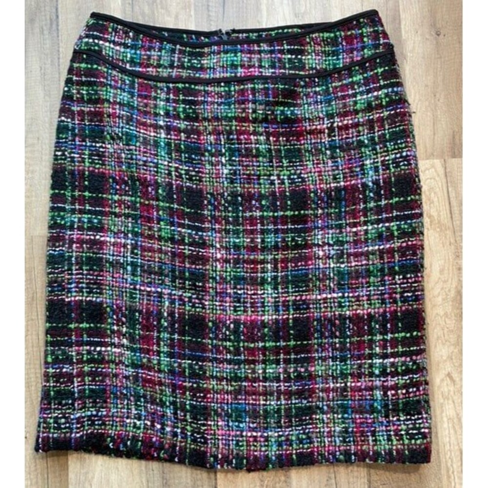 Talbots tweed wool blend skirt black gre